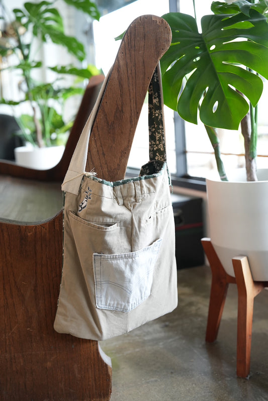 Upcycle Tote Bag (Khaki & Florals)